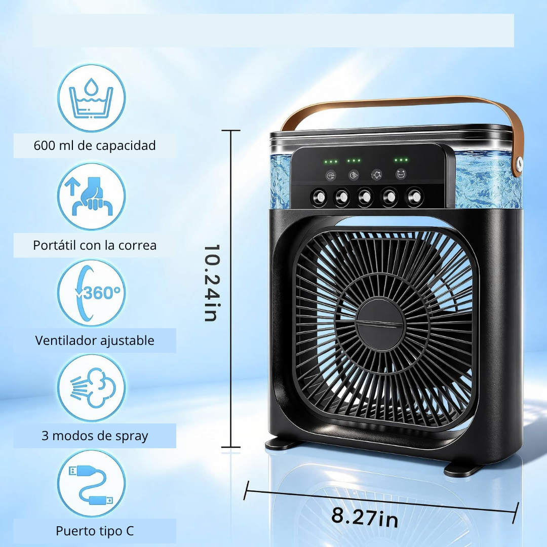 Ventilador con humidificador y luces LED