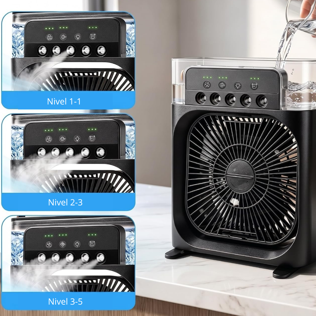 Ventilador con humidificador y luces LED