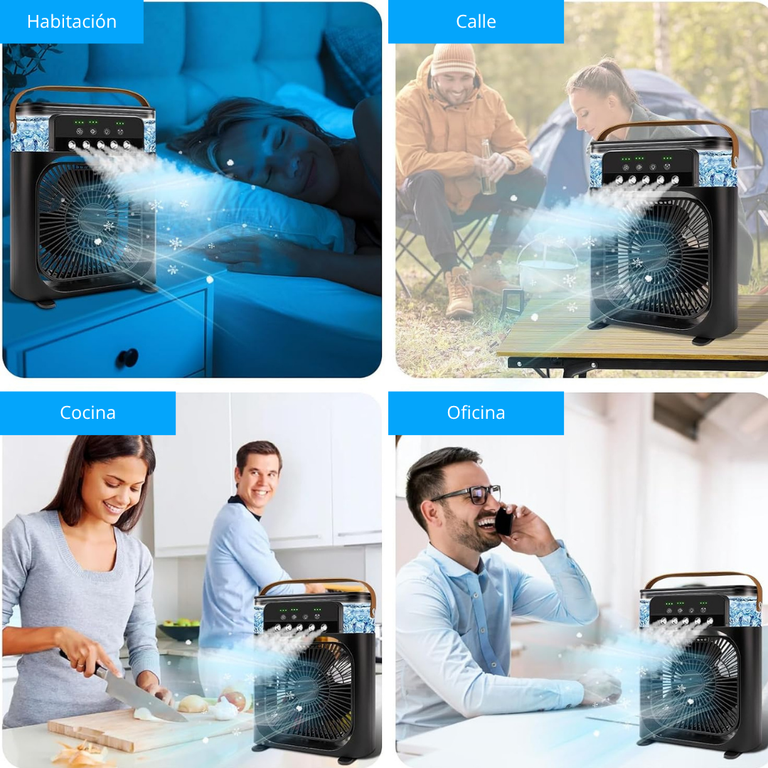 Ventilador con humidificador y luces LED