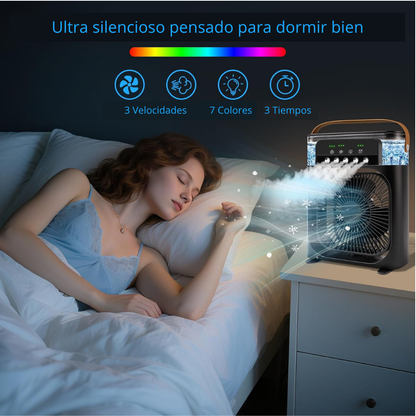 Ventilador con humidificador y luces LED